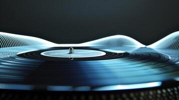 il suono onde di un' vinile disco essere giocato può essere visto su un' suono grafico Schermo foto