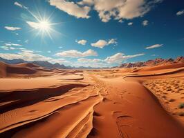 ai generato deserto dune blu cielo nuvole generativo ai foto