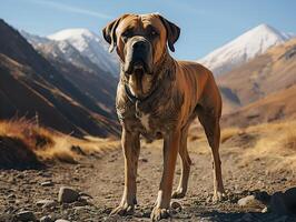 ai generato mastino cane su sfocato sfondo generativo ai foto