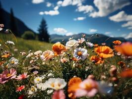 ai generato primavera fiori su sfocato sfondo generativo ai foto