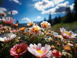 ai generato primavera fiori su sfocato sfondo generativo ai foto