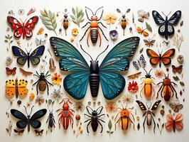 ai generato orfismo struttura di vario insetti modello generativo ai foto