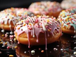 ai generato delizioso ciambelle con caramello frutti di bosco generativo ai foto