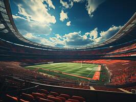 ai generato vuoto all'aperto calcio stadio generativo ai foto