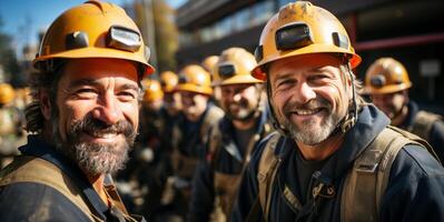 ai generato costruzione casco sorridente generativo ai foto