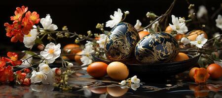 ai generato dipinto Pasqua uova generativo ai foto