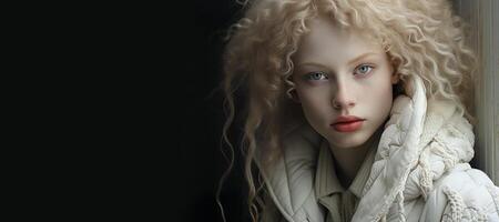 ai generato avvicinamento ritratto di un albino ragazza generativo ai foto