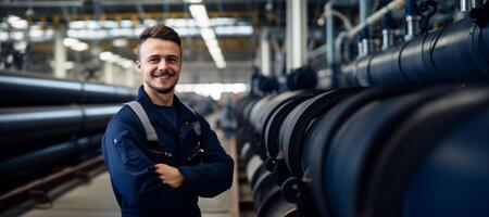 ai generato fabbrica lavoratori bandiera generativo ai foto