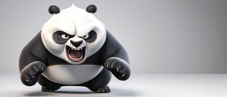ai generato arrabbiato panda nel animato stile su un' bianca sfondo generativo ai foto