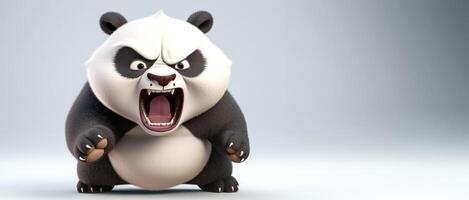 ai generato arrabbiato panda nel animato stile su un' bianca sfondo generativo ai foto