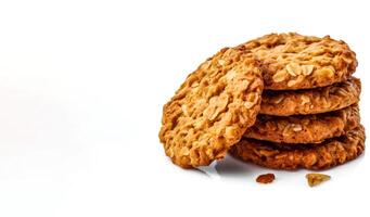 ai generato fiocchi d'avena biscotti su bianca sfondo generativo ai foto