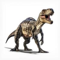 ai generato dinosauro raptor su un' bianca sfondo generativo ai foto