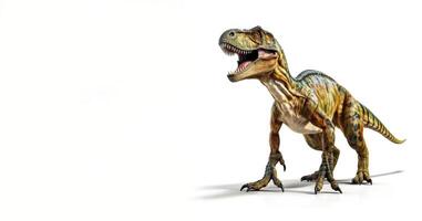 ai generato dinosauro raptor su un' bianca sfondo generativo ai foto