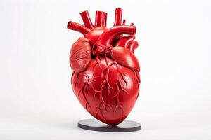 ai generato realistico modello di un' umano cuore su un' bianca sfondo generativo ai foto