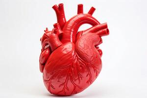 ai generato realistico modello di un' umano cuore su un' bianca sfondo generativo ai foto