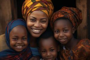 ai generato africano donna con bambini generativo ai foto