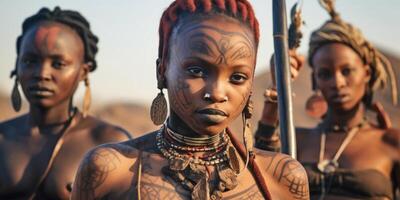 ai generato donna nel africano tribù generativo ai foto