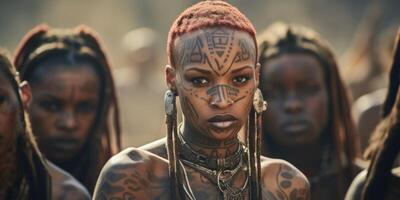 ai generato donna nel africano tribù generativo ai foto