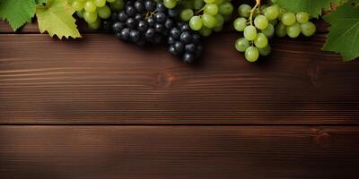 ai generato grappoli di uva su di legno sfondo generativo ai foto