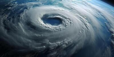 ai generato uragano al di sopra di il oceano. satellitare Visualizza generativo ai foto