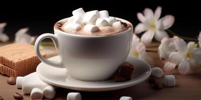 ai generato caldo bevanda con marshmallows generativo ai foto