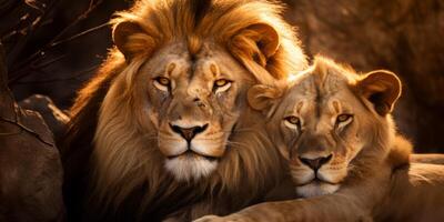 ai generato leoni nel il selvaggio savana generativo ai foto