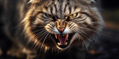 ai generato arrabbiato aggressivo gatto avvicinamento generativo ai foto