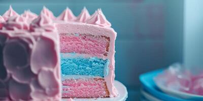 ai generato rosa e blu torta generativo ai foto