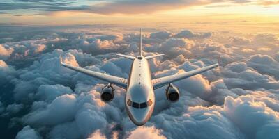 passeggeri aereo sopra il nuvole foto