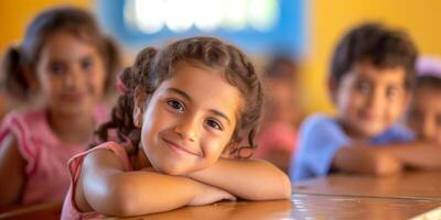 primario scuola bambini a scuola scrivania foto