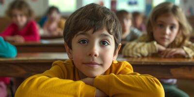 primario scuola bambini a scuola scrivania foto