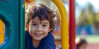 bambini su il scuola materna terreno di gioco foto