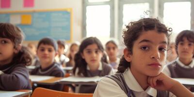 primario scuola bambini a scuola scrivania foto