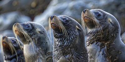 pelliccia foche su il rocce foto