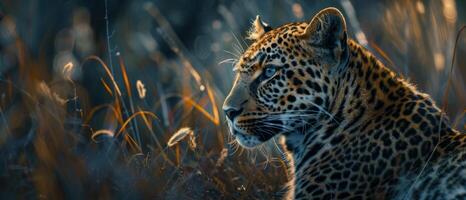 leopardo su sfocato sfondo natura foto