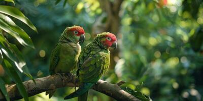 colorato pappagalli su un' ramo natura foto