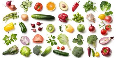 frutta e verdure su bianca sfondo foto