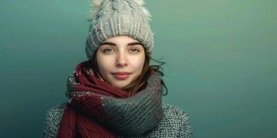 ragazza nel un' cappello e sciarpa ritratto foto