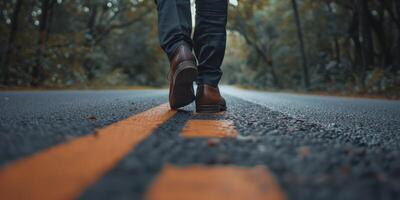 uomo con attività commerciale scarpe e i pantaloni avvicinamento di gambe foto