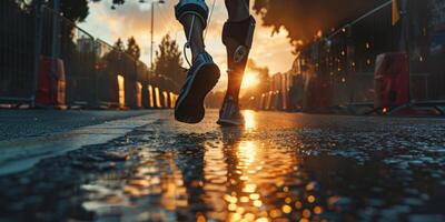 Disabilitato persona con protesi jogging foto