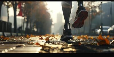 Disabilitato persona con protesi jogging foto