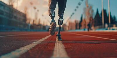 Disabilitato persona con protesi jogging foto