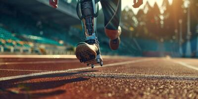 Disabilitato persona con protesi jogging foto