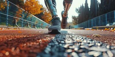 Disabilitato persona con protesi jogging foto