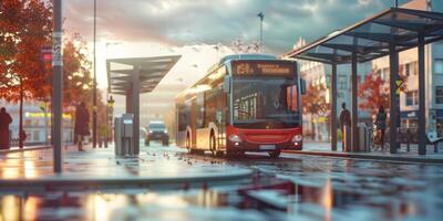 autobus pubblico trasporto su un' città strada foto