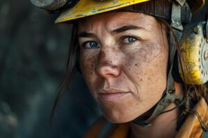 femmina minatore nel casco foto