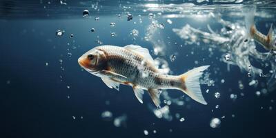 pesce salto su di il acqua spruzzi foto