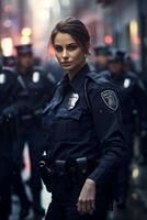 femmina polizia ufficiale su un' città strada foto