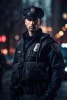 maschio polizia ufficiale su un' città strada foto