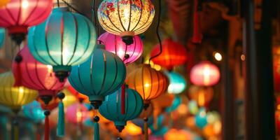 colorato luminosa bellissimo lanterne foto